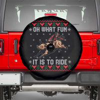 Western Bull Riding Ugly Christmas Spare Tire Cover Oh What Fun It Is To Ride - Wonder Print Shop