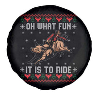 Western Bull Riding Ugly Christmas Spare Tire Cover Oh What Fun It Is To Ride - Wonder Print Shop