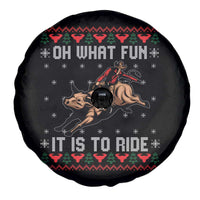 Western Bull Riding Ugly Christmas Spare Tire Cover Oh What Fun It Is To Ride - Wonder Print Shop