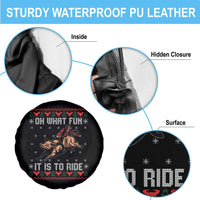 Western Bull Riding Ugly Christmas Spare Tire Cover Oh What Fun It Is To Ride - Wonder Print Shop