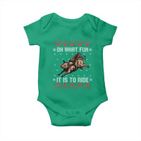 Western Bull Riding Ugly Christmas Baby Onesie Oh What Fun It Is To Ride - Wonder Print Shop