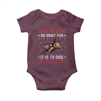 Western Bull Riding Ugly Christmas Baby Onesie Oh What Fun It Is To Ride - Wonder Print Shop