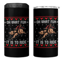 Western Bull Riding Ugly Christmas 4 in 1 Can Cooler Tumbler Oh What Fun It Is To Ride - Wonder Print Shop