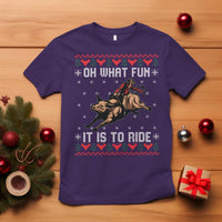 Western Bull Riding Ugly Christmas T Shirt Oh What Fun It Is To Ride - Wonder Print Shop