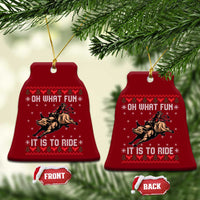 Western Bull Riding Ugly Christmas Ceramic Ornament Oh What Fun It Is To Ride - Wonder Print Shop