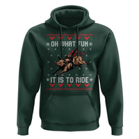 Western Bull Riding Ugly Christmas Hoodie Oh What Fun It Is To Ride - Wonder Print Shop