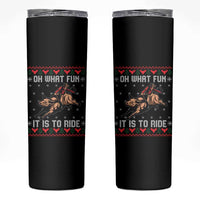 Western Bull Riding Ugly Christmas Skinny Tumbler Oh What Fun It Is To Ride - Wonder Print Shop