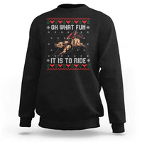 Western Bull Riding Ugly Christmas Sweatshirt Oh What Fun It Is To Ride - Wonder Print Shop