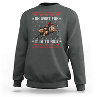 Western Bull Riding Ugly Christmas Sweatshirt Oh What Fun It Is To Ride - Wonder Print Shop