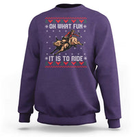 Western Bull Riding Ugly Christmas Sweatshirt Oh What Fun It Is To Ride - Wonder Print Shop
