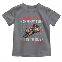 Western Bull Riding Ugly Christmas Toddler T Shirt Oh What Fun It Is To Ride - Wonder Print Shop