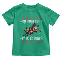 Western Bull Riding Ugly Christmas Toddler T Shirt Oh What Fun It Is To Ride - Wonder Print Shop