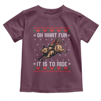 Western Bull Riding Ugly Christmas Toddler T Shirt Oh What Fun It Is To Ride - Wonder Print Shop