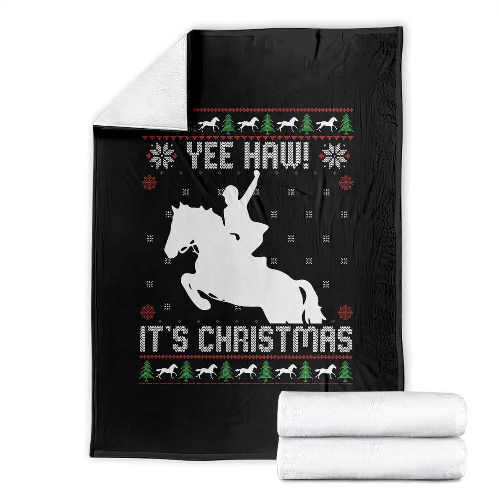 Yee Haw It Is Christmas Throw Blanket Funny Ugly Xmas Rodeo Gift For Cowgirl - Wonder Print Shop