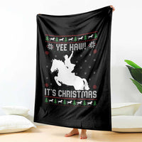 Yee Haw It Is Christmas Throw Blanket Funny Ugly Xmas Rodeo Gift For Cowgirl - Wonder Print Shop