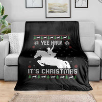 Yee Haw It Is Christmas Throw Blanket Funny Ugly Xmas Rodeo Gift For Cowgirl - Wonder Print Shop