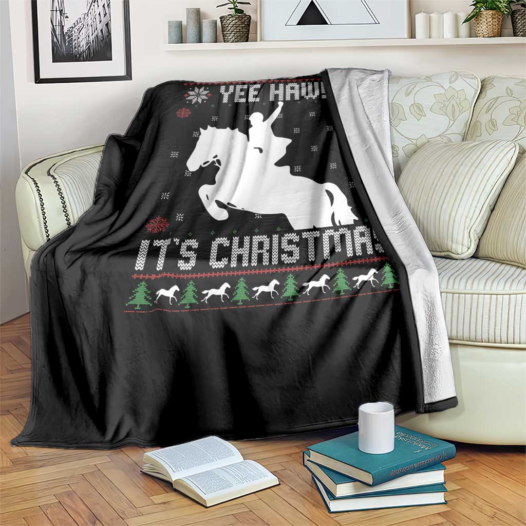Yee Haw It Is Christmas Throw Blanket Funny Ugly Xmas Rodeo Gift For Cowgirl - Wonder Print Shop