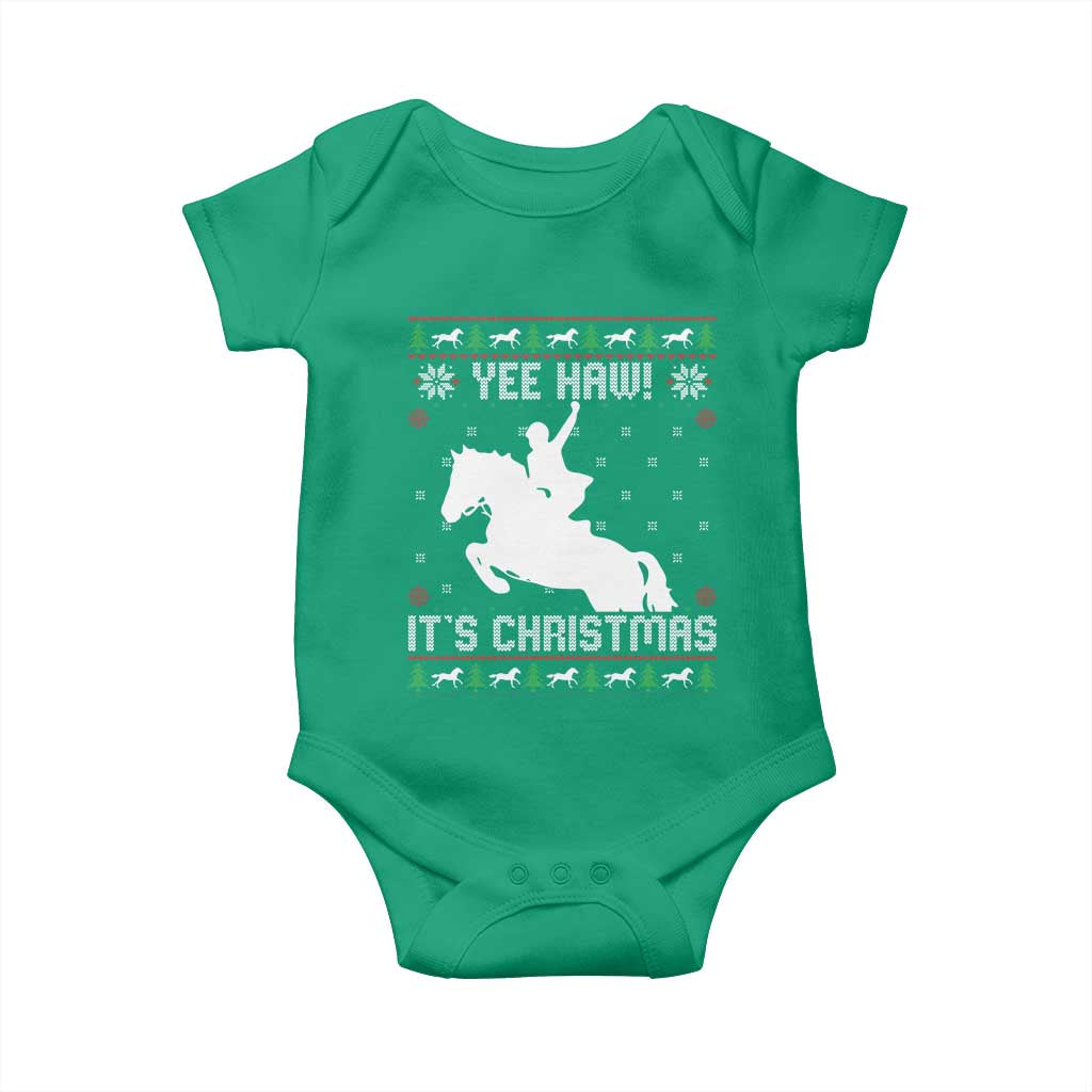 Yee Haw It Is Christmas Baby Onesie Funny Ugly Xmas Rodeo Gift For Cowgirl - Wonder Print Shop