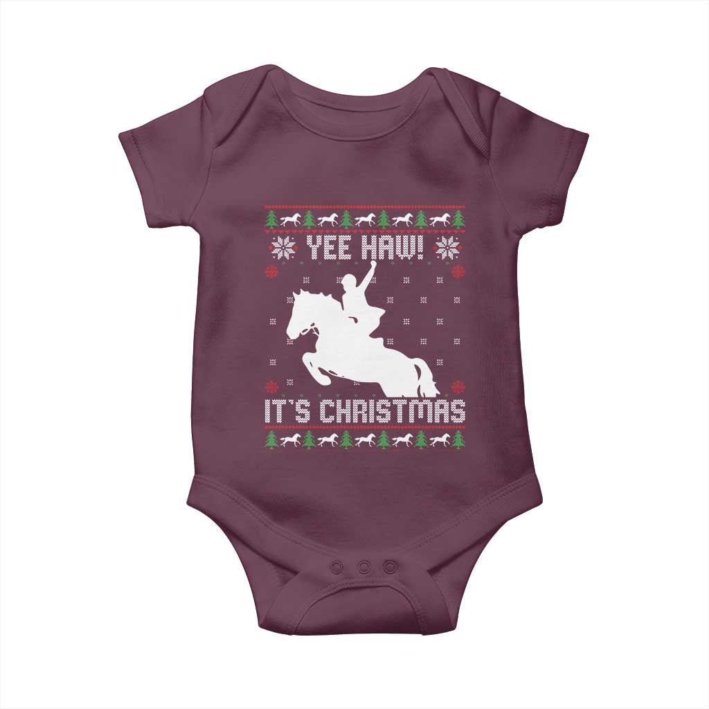 Yee Haw It Is Christmas Baby Onesie Funny Ugly Xmas Rodeo Gift For Cowgirl - Wonder Print Shop