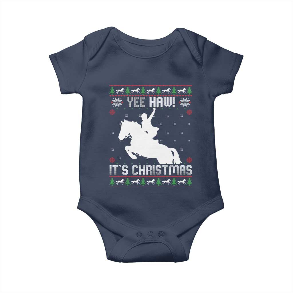 Yee Haw It Is Christmas Baby Onesie Funny Ugly Xmas Rodeo Gift For Cowgirl - Wonder Print Shop