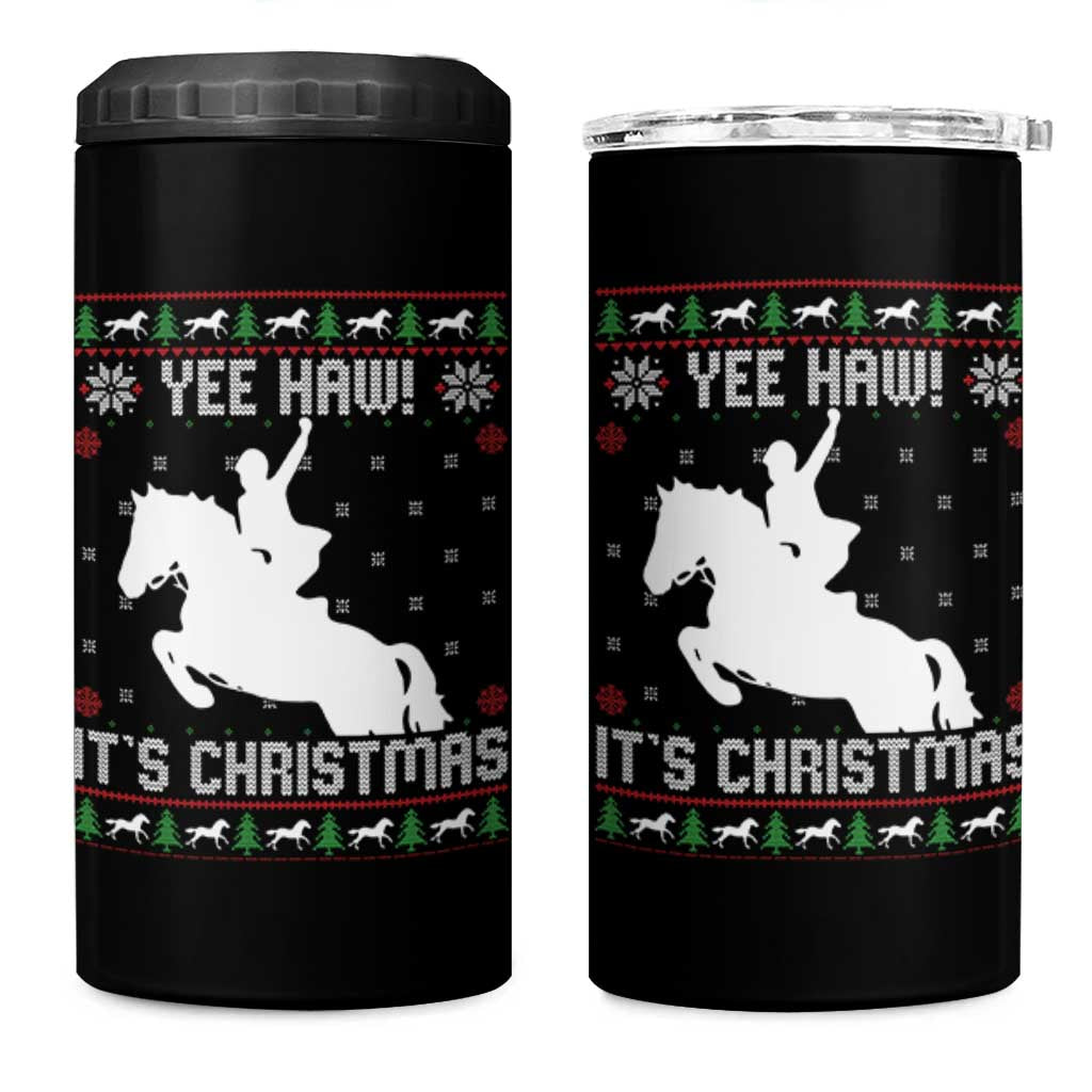 Yee Haw It Is Christmas 4 in 1 Can Cooler Tumbler Funny Ugly Xmas Rodeo Gift For Cowgirl - Wonder Print Shop