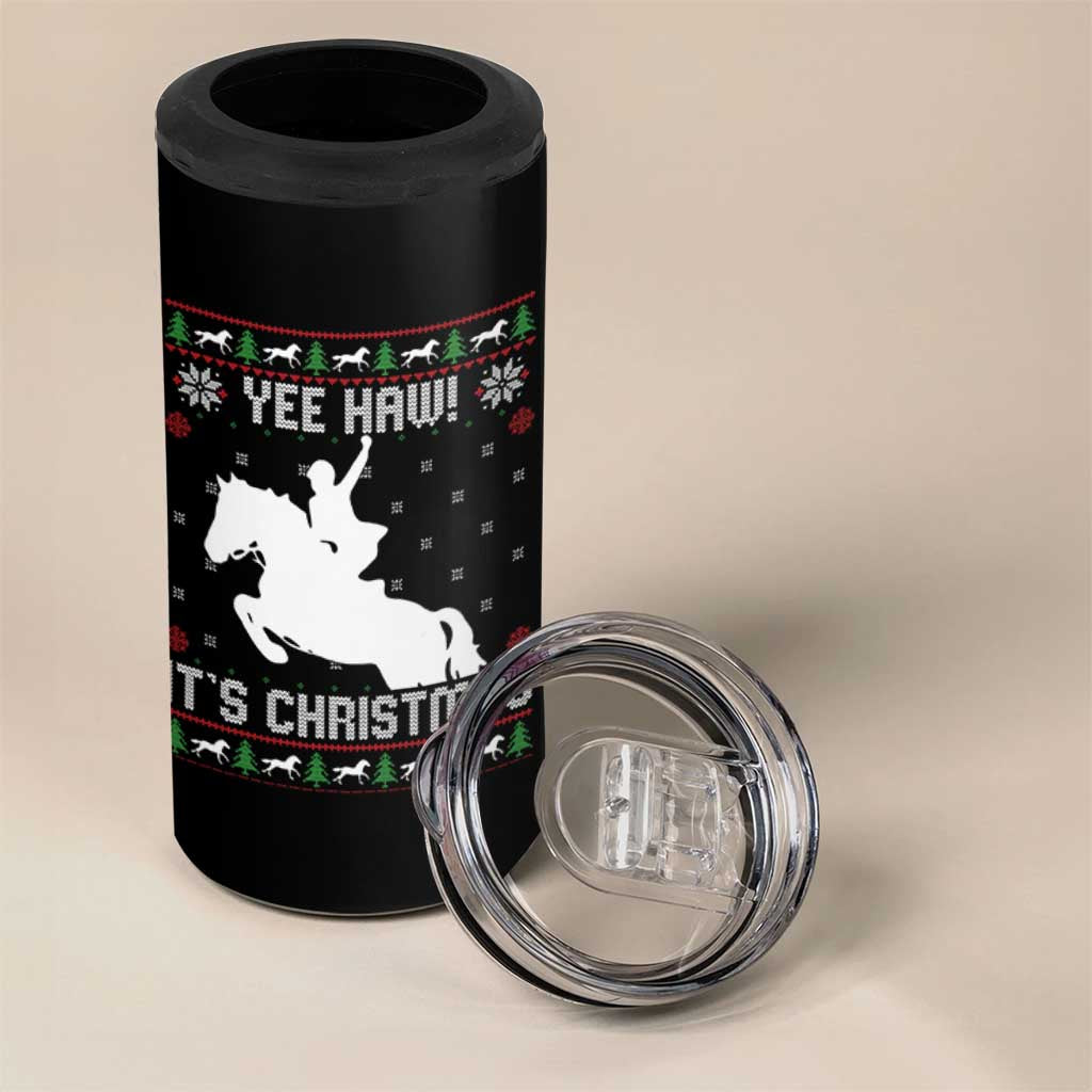 Yee Haw It Is Christmas 4 in 1 Can Cooler Tumbler Funny Ugly Xmas Rodeo Gift For Cowgirl - Wonder Print Shop