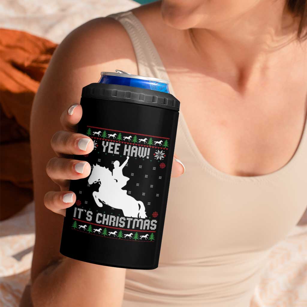 Yee Haw It Is Christmas 4 in 1 Can Cooler Tumbler Funny Ugly Xmas Rodeo Gift For Cowgirl - Wonder Print Shop