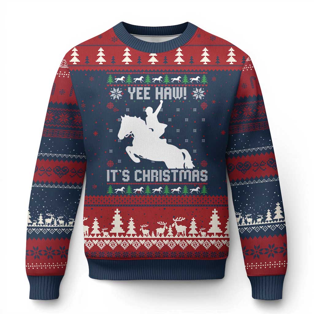 Yee Haw It Is Xmas Ugly Christmas Sweater Funny Ugly Xmas Rodeo Gift For Cowgirl - Wonder Print Shop