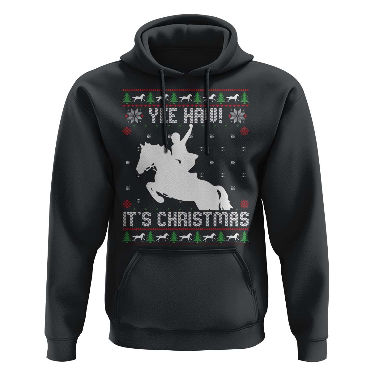 Yee Haw It Is Christmas Hoodie Funny Ugly Xmas Rodeo Gift For Cowgirl - Wonder Print Shop