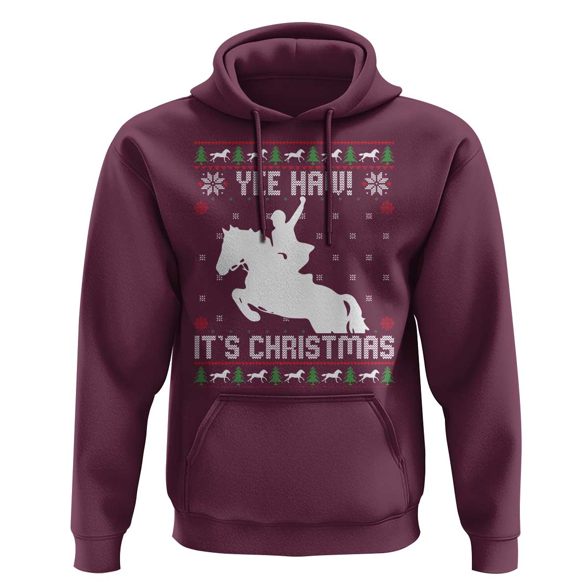 Yee Haw It Is Christmas Hoodie Funny Ugly Xmas Rodeo Gift For Cowgirl - Wonder Print Shop