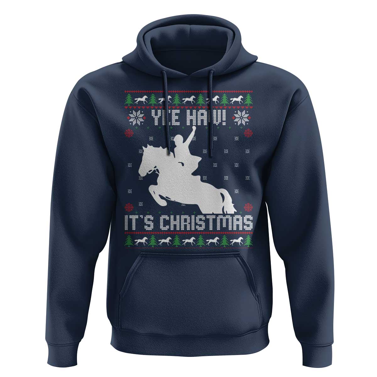 Yee Haw It Is Christmas Hoodie Funny Ugly Xmas Rodeo Gift For Cowgirl - Wonder Print Shop