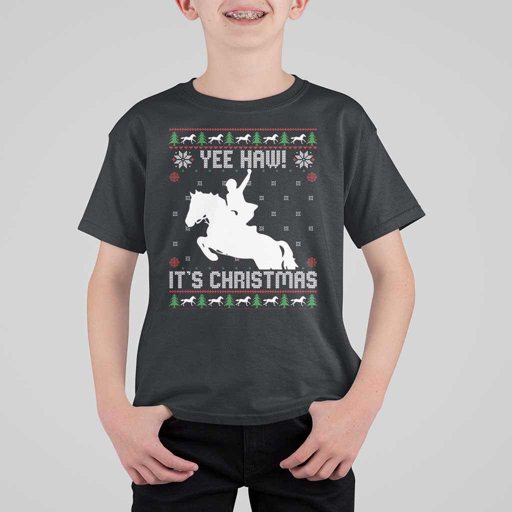 Yee Haw It Is Christmas T Shirt For Kid Funny Ugly Xmas Rodeo Gift For Cowgirl - Wonder Print Shop