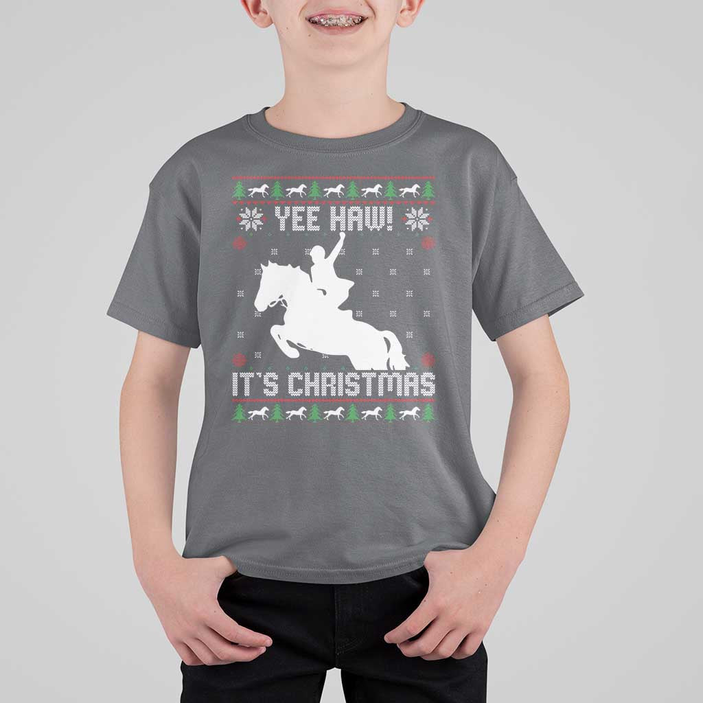 Yee Haw It Is Christmas T Shirt For Kid Funny Ugly Xmas Rodeo Gift For Cowgirl - Wonder Print Shop