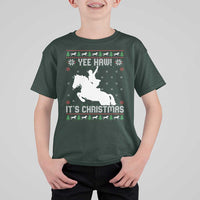 Yee Haw It Is Christmas T Shirt For Kid Funny Ugly Xmas Rodeo Gift For Cowgirl - Wonder Print Shop