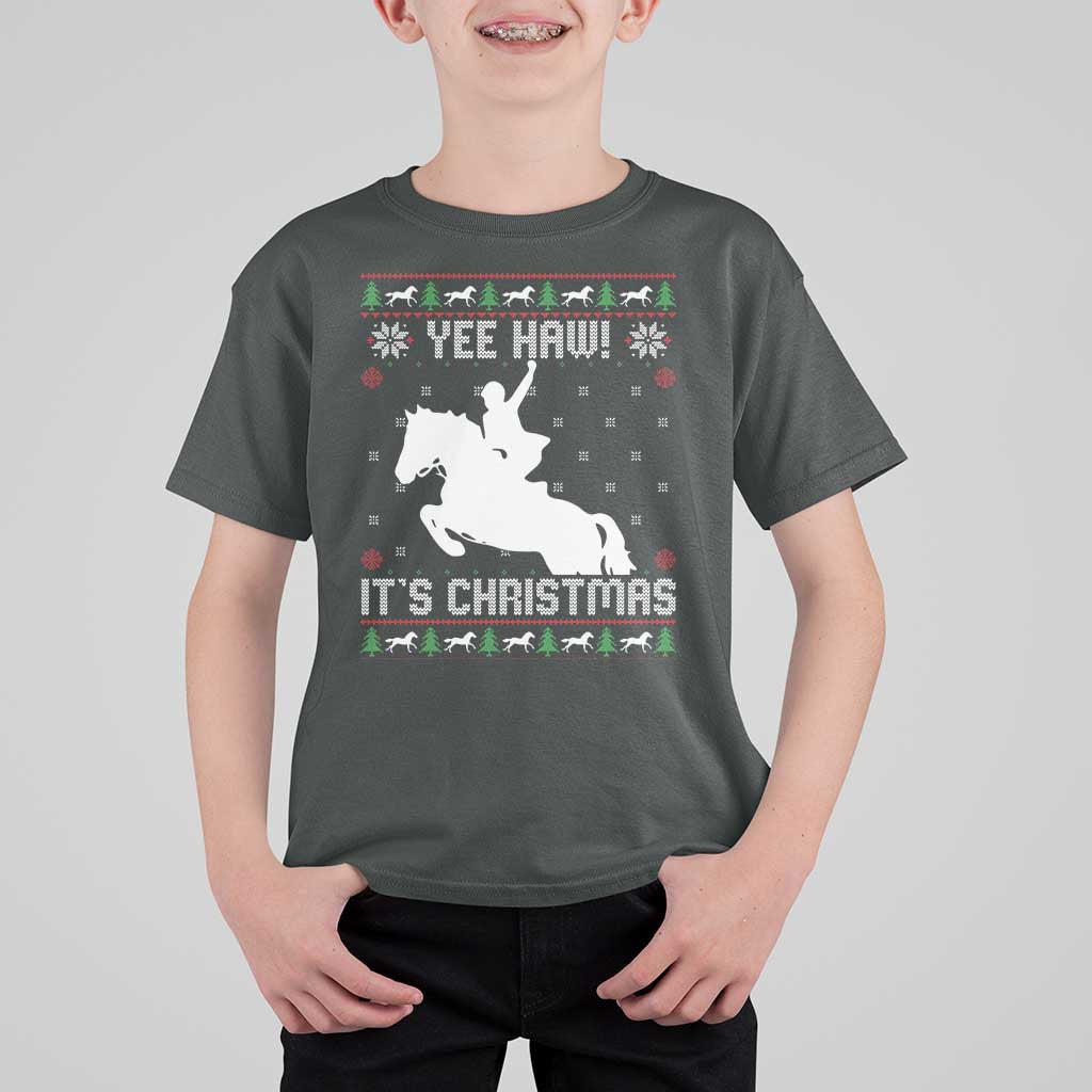 Yee Haw It Is Christmas T Shirt For Kid Funny Ugly Xmas Rodeo Gift For Cowgirl - Wonder Print Shop