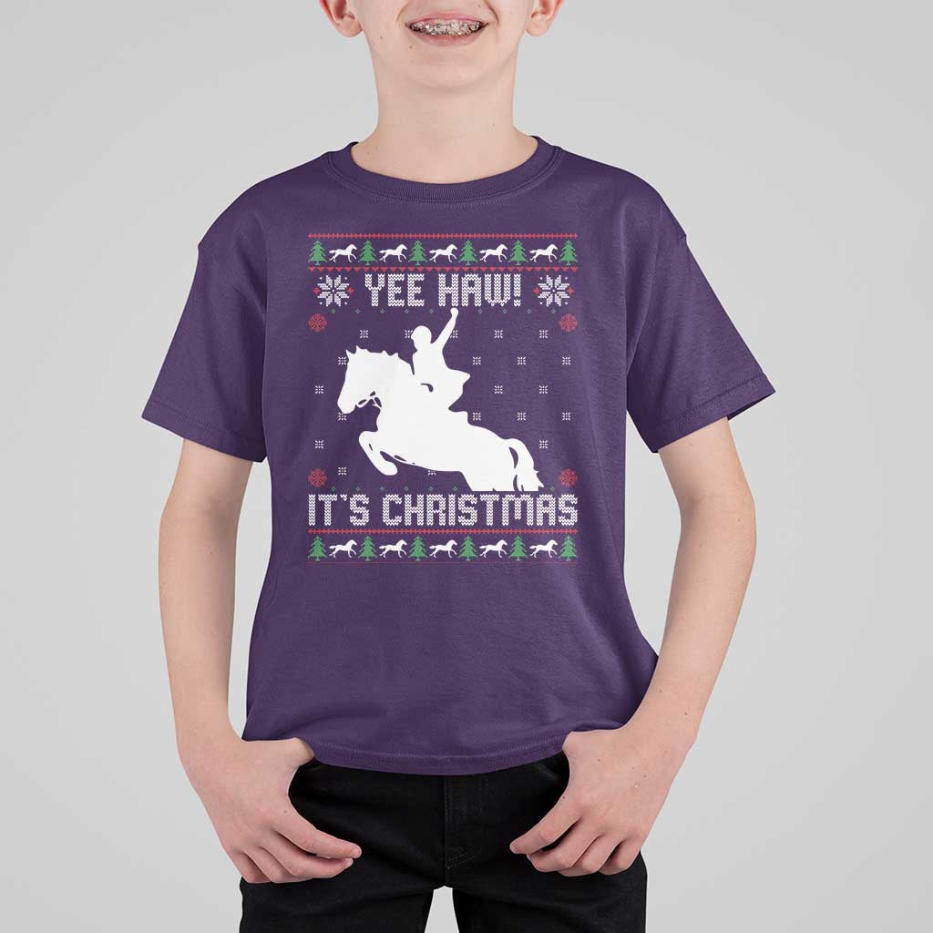 Yee Haw It Is Christmas T Shirt For Kid Funny Ugly Xmas Rodeo Gift For Cowgirl - Wonder Print Shop