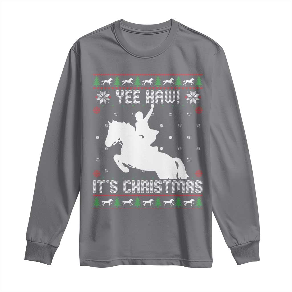 Yee Haw It Is Christmas Long Sleeve Shirt Funny Ugly Xmas Rodeo Gift For Cowgirl - Wonder Print Shop