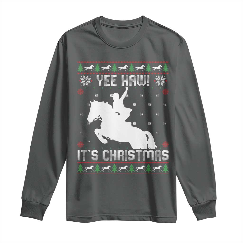 Yee Haw It Is Christmas Long Sleeve Shirt Funny Ugly Xmas Rodeo Gift For Cowgirl - Wonder Print Shop