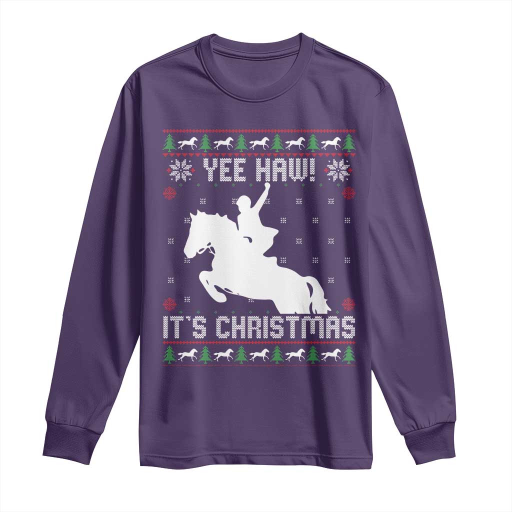 Yee Haw It Is Christmas Long Sleeve Shirt Funny Ugly Xmas Rodeo Gift For Cowgirl - Wonder Print Shop