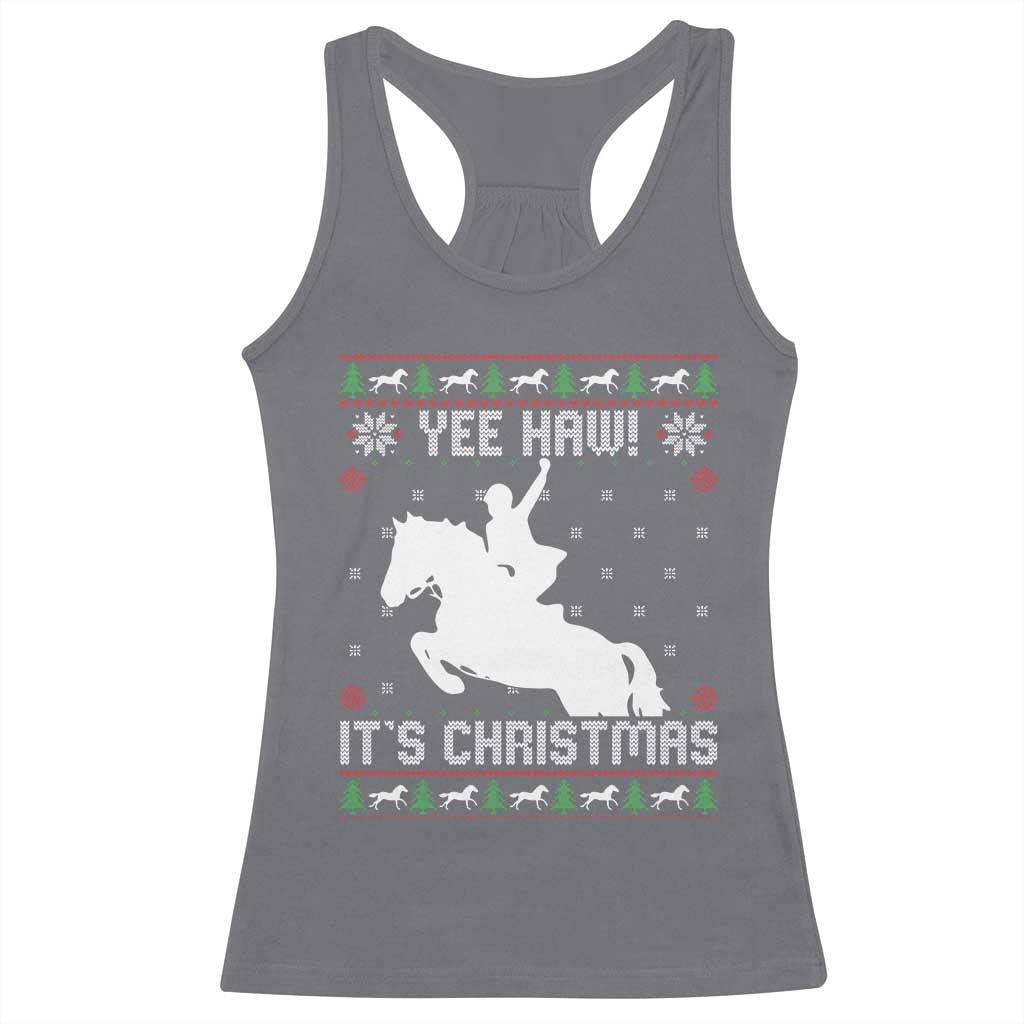Yee Haw It Is Christmas Racerback Tank Top Funny Ugly Xmas Rodeo Gift For Cowgirl - Wonder Print Shop
