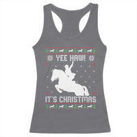 Yee Haw It Is Christmas Racerback Tank Top Funny Ugly Xmas Rodeo Gift For Cowgirl - Wonder Print Shop