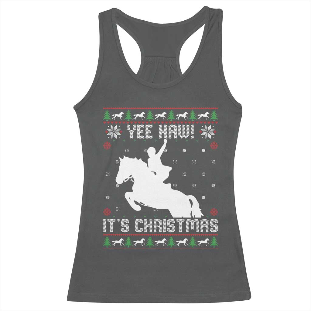 Yee Haw It Is Christmas Racerback Tank Top Funny Ugly Xmas Rodeo Gift For Cowgirl - Wonder Print Shop