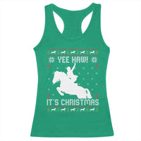 Yee Haw It Is Christmas Racerback Tank Top Funny Ugly Xmas Rodeo Gift For Cowgirl - Wonder Print Shop