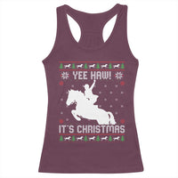 Yee Haw It Is Christmas Racerback Tank Top Funny Ugly Xmas Rodeo Gift For Cowgirl - Wonder Print Shop