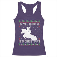 Yee Haw It Is Christmas Racerback Tank Top Funny Ugly Xmas Rodeo Gift For Cowgirl - Wonder Print Shop