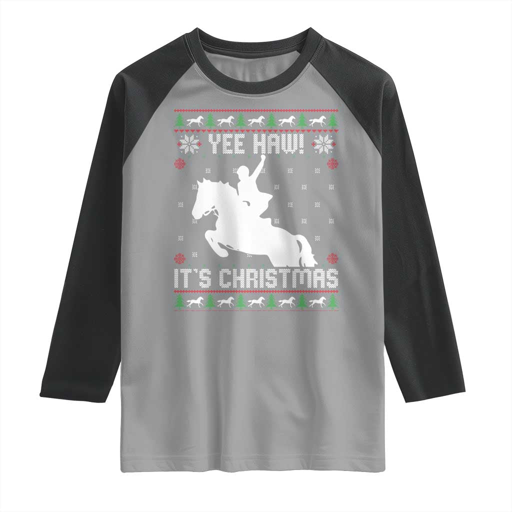 Yee Haw It Is Christmas Raglan Shirt Funny Ugly Xmas Rodeo Gift For Cowgirl - Wonder Print Shop