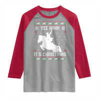 Yee Haw It Is Christmas Raglan Shirt Funny Ugly Xmas Rodeo Gift For Cowgirl - Wonder Print Shop