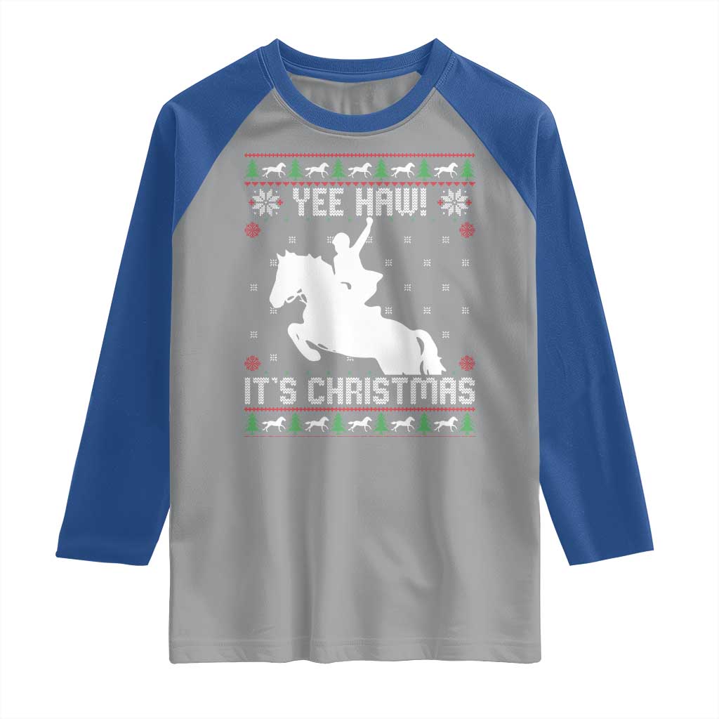 Yee Haw It Is Christmas Raglan Shirt Funny Ugly Xmas Rodeo Gift For Cowgirl - Wonder Print Shop