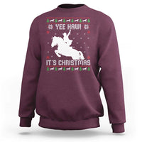 Yee Haw It Is Christmas Sweatshirt Funny Ugly Xmas Rodeo Gift For Cowgirl - Wonder Print Shop