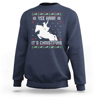 Yee Haw It Is Christmas Sweatshirt Funny Ugly Xmas Rodeo Gift For Cowgirl - Wonder Print Shop